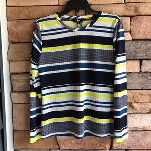 DKNY multicolor long sleeve stripe top NWT Medium